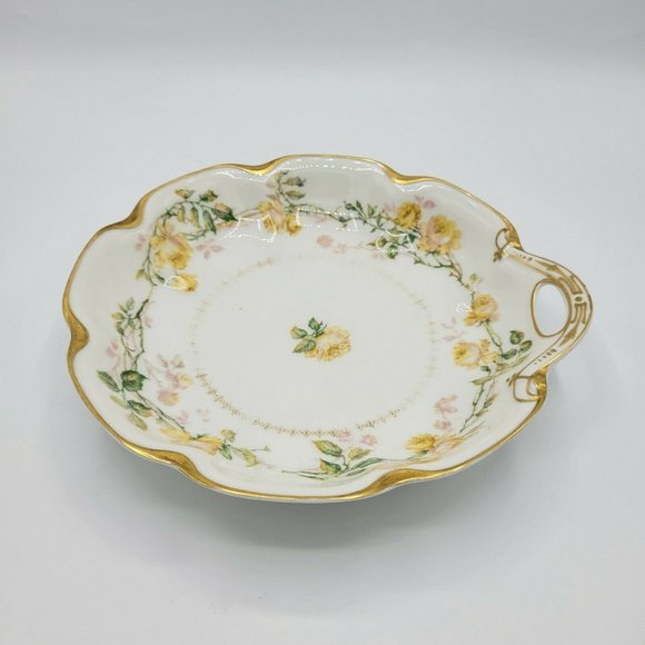 Haviland Other - Antique Haviland And Co. Limoges Nappy Dish Yellow Flowers Roses Candy Trinket